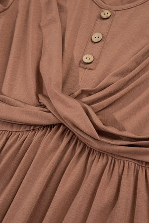 mini dress in brown with buttoned and mini