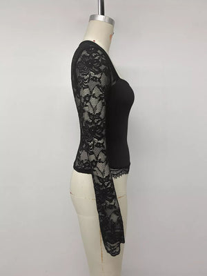 Lace Sleeve Square Neck Top option 8