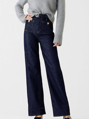 jeans in indigo featuring pocketed and wide-leg fit