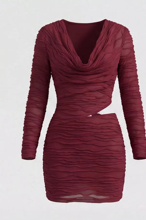 Ruched Cutout Cowl Neck Mini Dress option 4