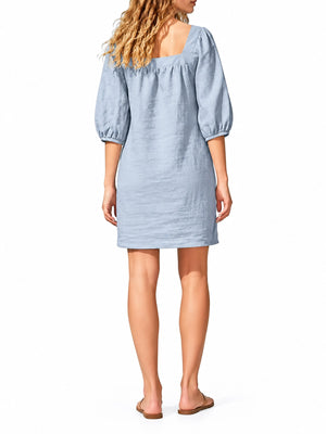 cottagecore mini dress in Violet with square neck