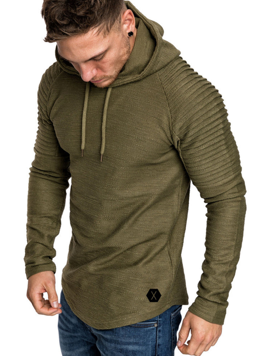 olive green pullover hoodie with ribbed and hooded