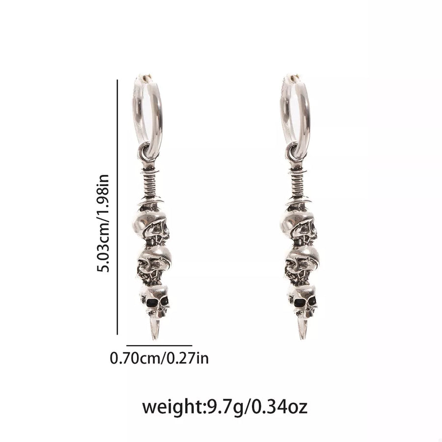 earrings in Silver with skull motif and skull charms