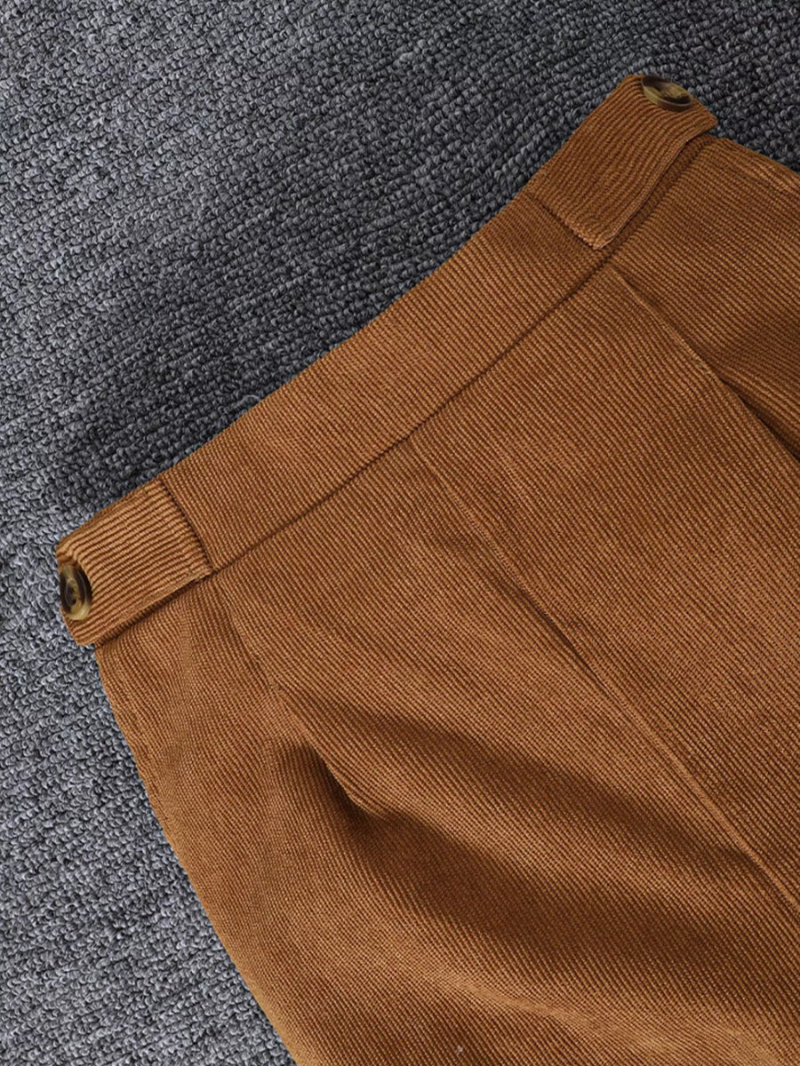 Apricot corduroy pants with button details