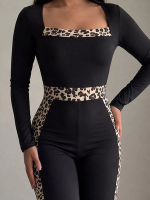 glam jumpsuit in Black with square neck
