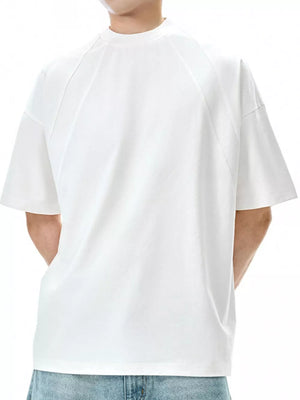 White with Men's Solid Color Short Sleeve T-shirt