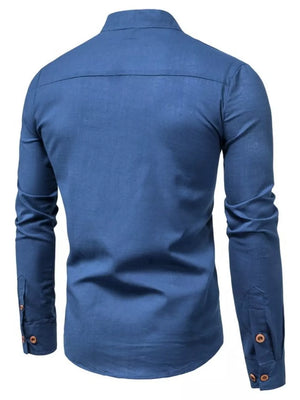 White Men's Plus Size Casual Mandarin Collar Shirt