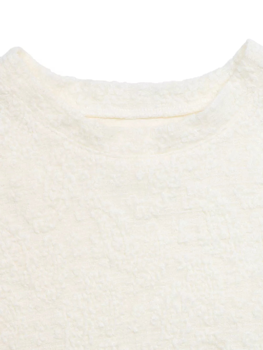 Cream textured paisley casual t-shirt with crew neck