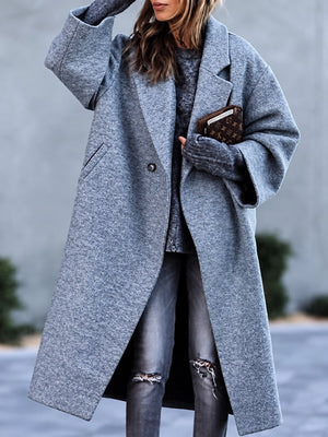 Black overcoat with midi and button-front