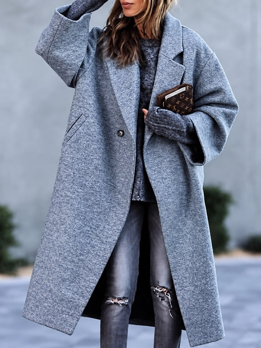 Black overcoat with midi and button-front