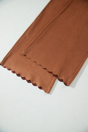wide-leg pants in rust
