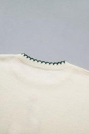 emerald green relaxed pullover sweater with crew neck