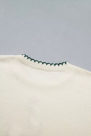 emerald green relaxed pullover sweater with crew neck