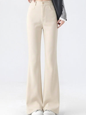 High-Waisted Slim-Fit Straight-Leg Pants Plus Size in Black-Regular