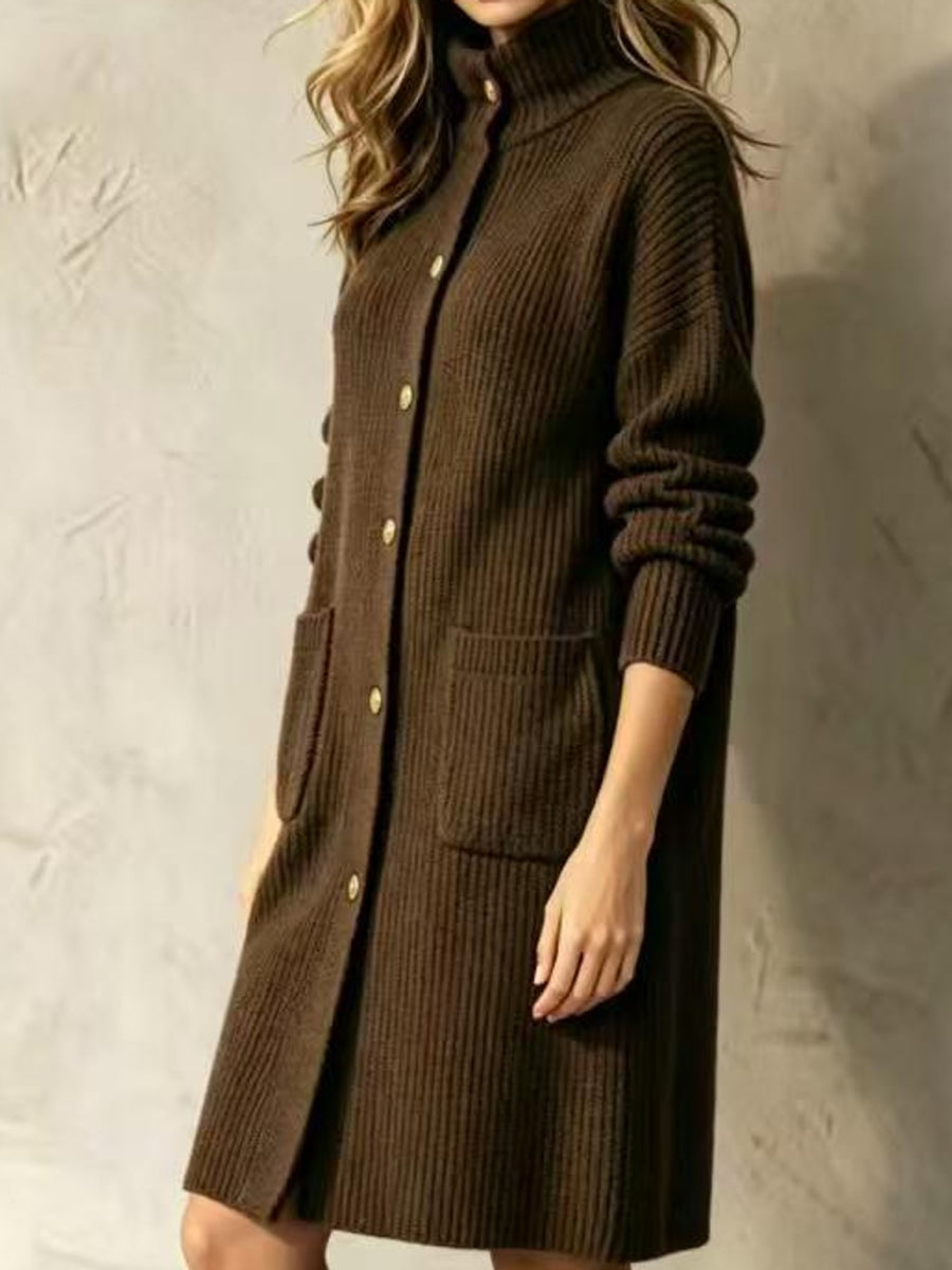 Polyester 90%&amp cardigan in dark brown with relaxed silhouette
