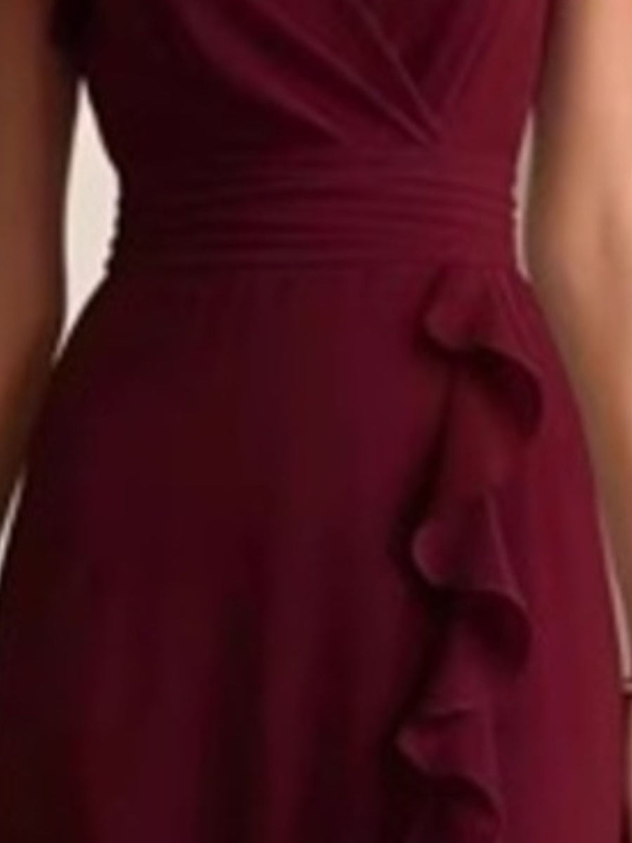 maxi dress in Navy Blue with v-neck and cap sleeve