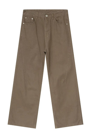Relaxed carpenter denim trousers in taupe with wide legs and a straight cut.