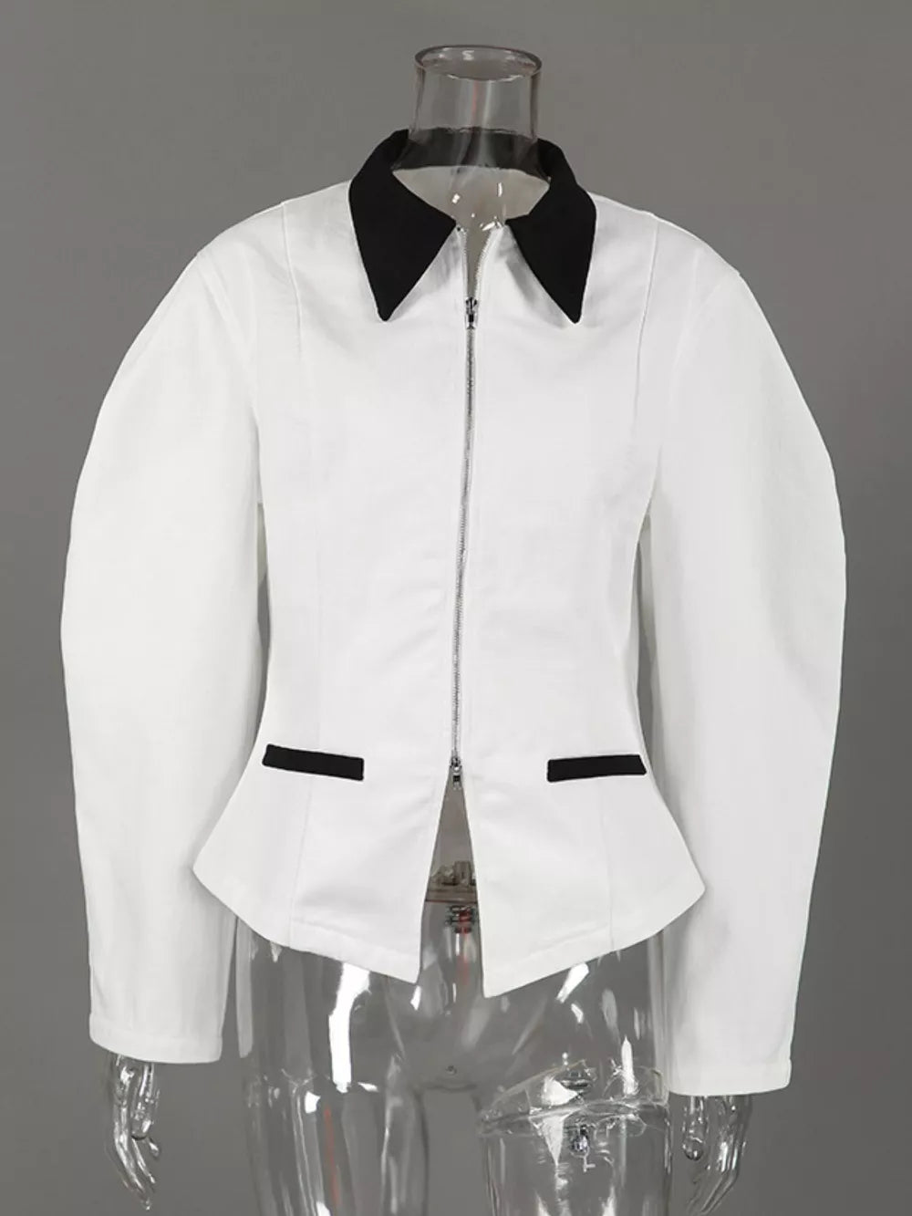 classic zip-up jacket in black with collared