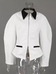 classic zip-up jacket in black with collared