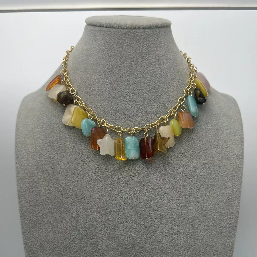 Bohemian Multi-color Gemstone 18k Gold-plated Necklace option 6