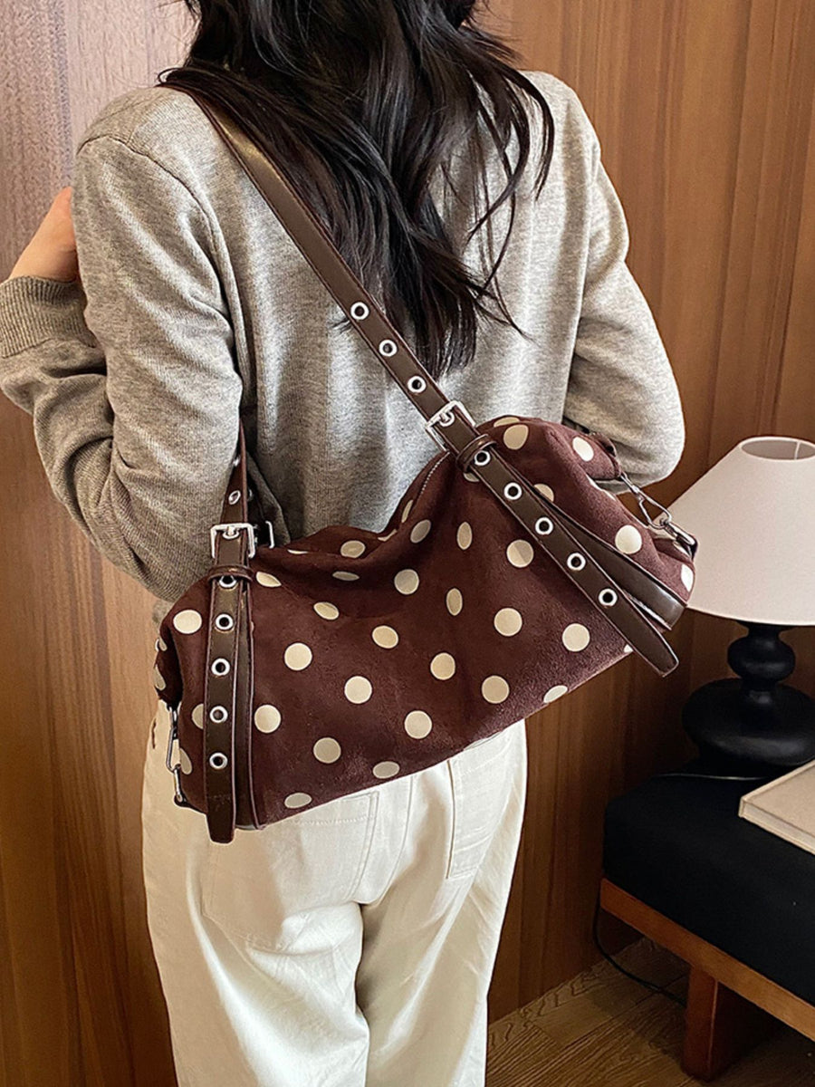 Small Polka Dot Shoulder Bag in ivory with polka dot print
