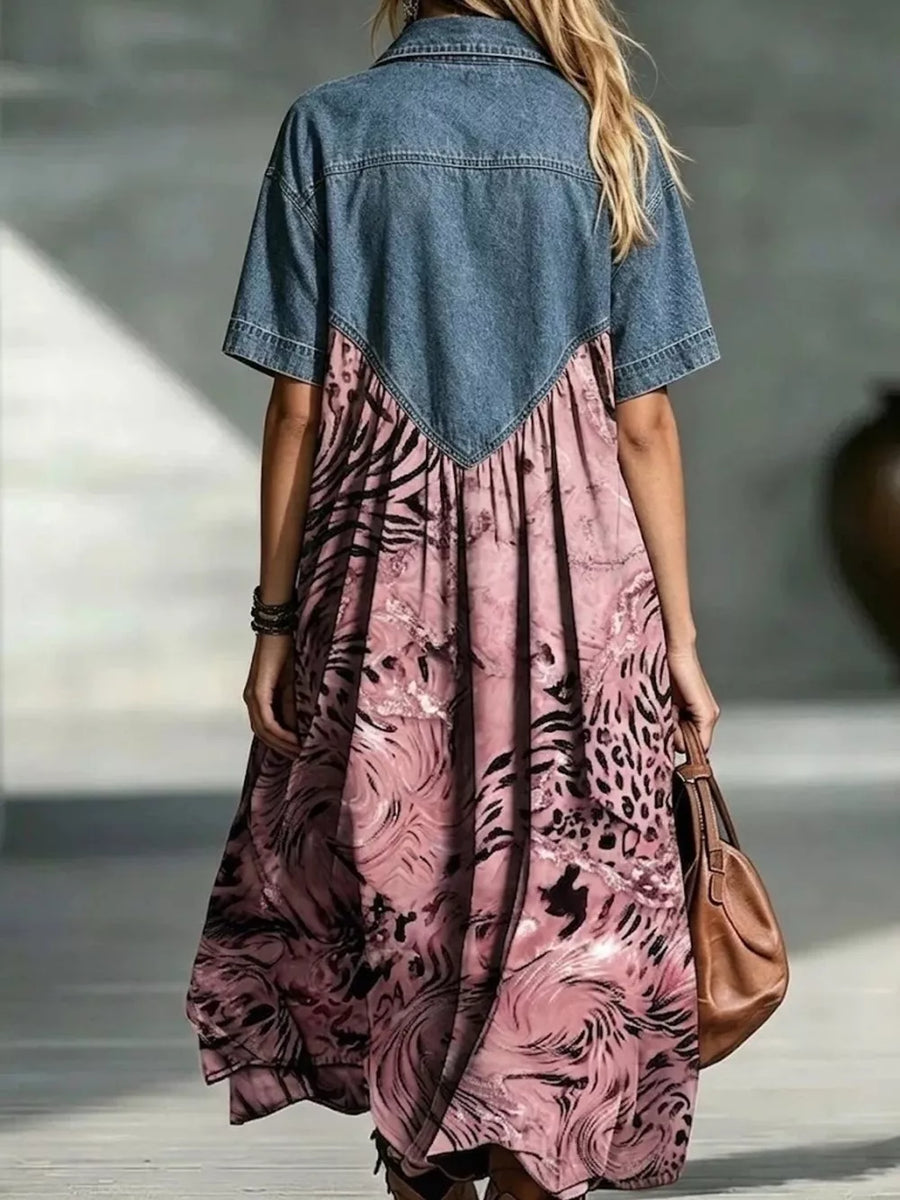 Coffee Brown A-line shirt dress with collared
