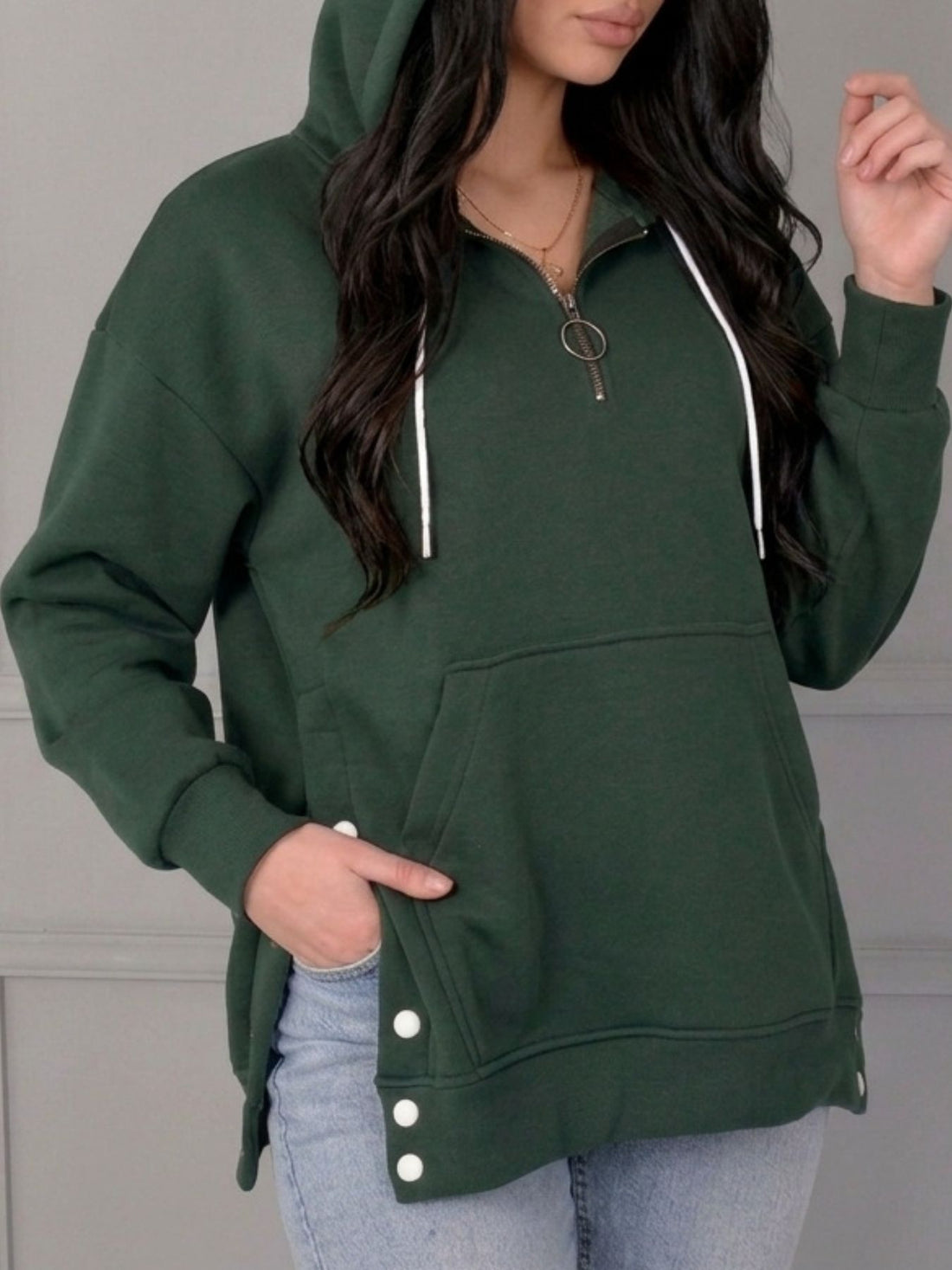 hoodie in forest green featuring hooded and relaxed fit