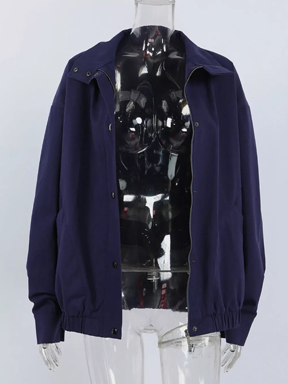 streetwear bomber jacket in Navy with collared