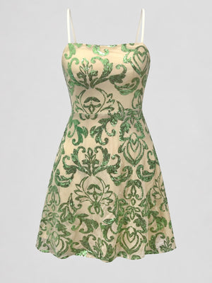Green mini dress with mini and back-zip
