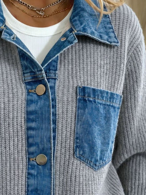 cardigan featuring color-block in oatmeal with 100% polyester Care instructions: Machine wash cold texture