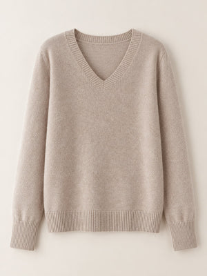 classic v-neck sweater in ivory with v-neck