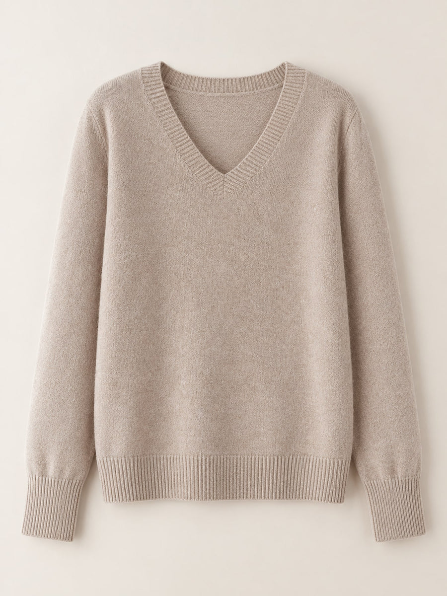 classic v-neck sweater in ivory with v-neck
