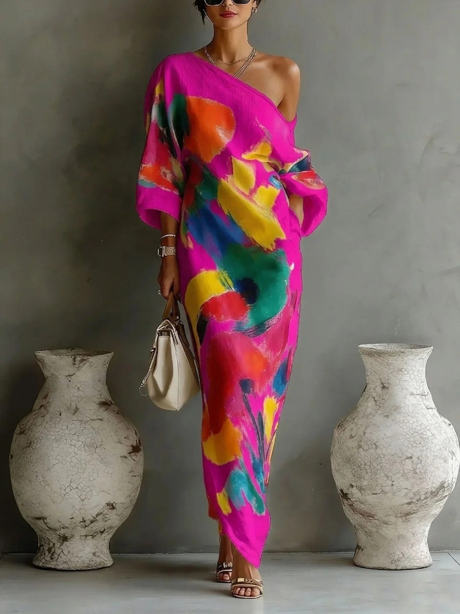 100% polyester Care instructions: Machine wash cold maxi dress in orange with loose silhouette