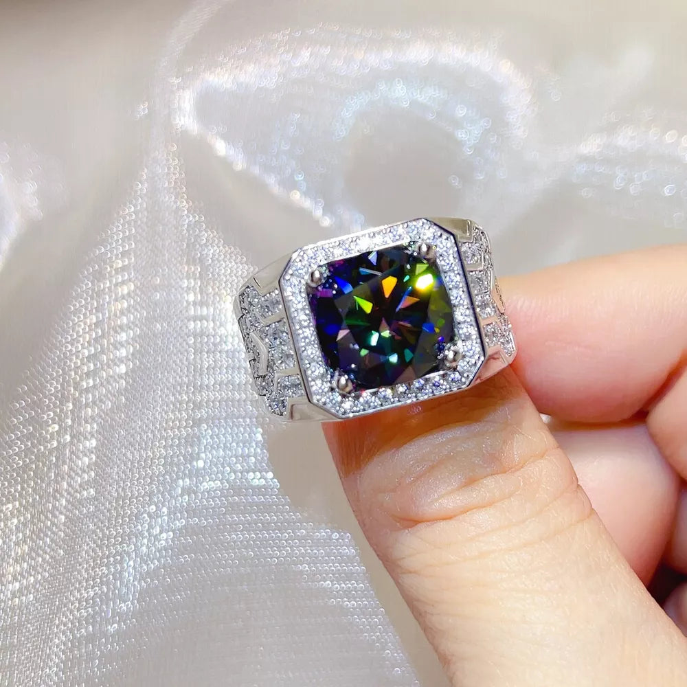 5 Carat Sterling Silver Geometric Solitaire Moissanite Ring