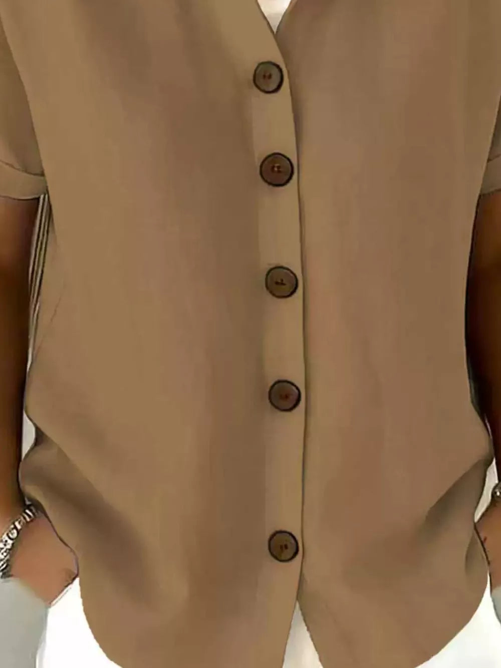 Full Size Button Up Short Sleeve Shirt in Army Green, view 19