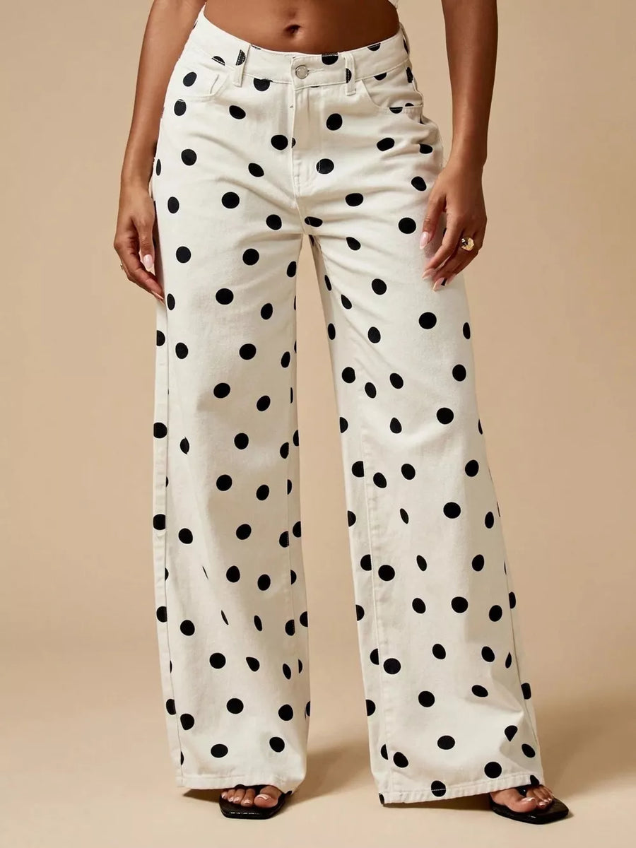 wide-leg jeans in White with pocketed and full-length