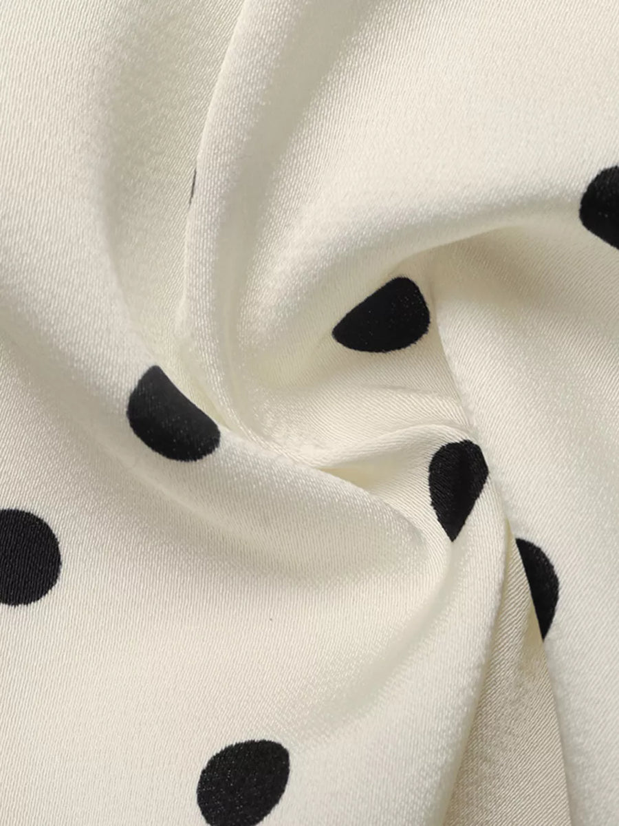 Chic Peplum Blouse With Polka Dot Design