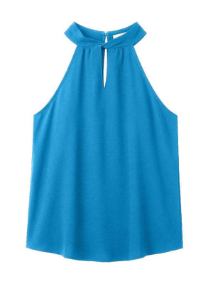 fuchsia tank top with tied and sleeveless