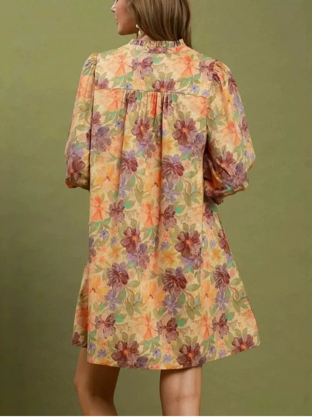 100% polyester Care instructions: Machine wash cold A-line dress in peach with A-line silhouette