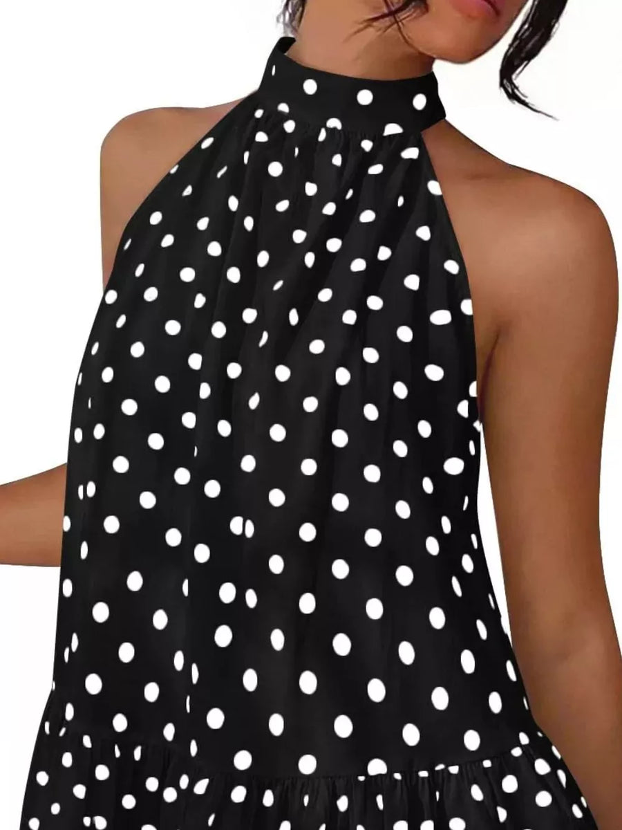 100% polyester Care instructions: Machine wash cold mini dress in Navy Blue with relaxed silhouette