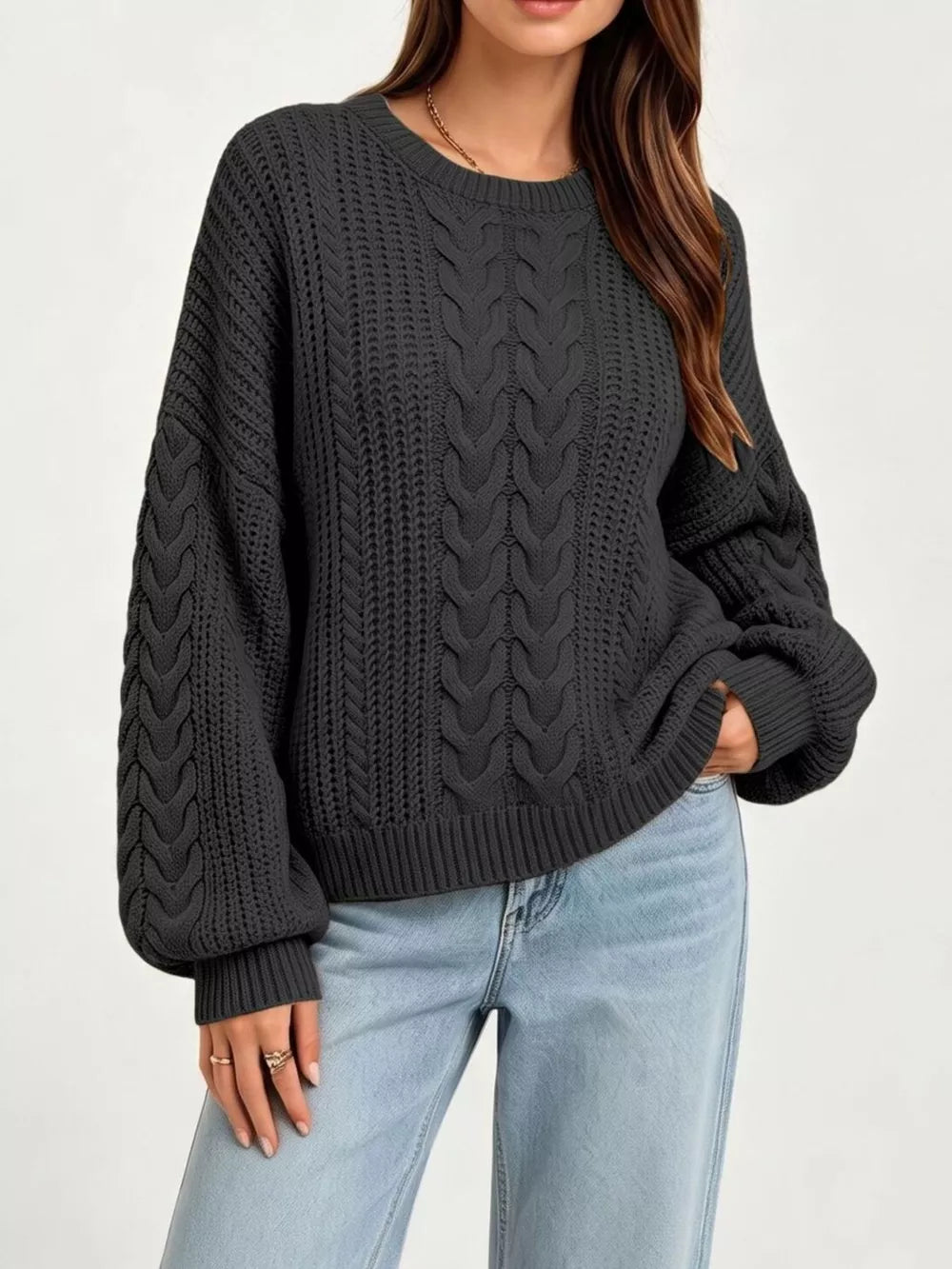 100% Acrylic Care instructions: Machine wash cold pullover sweater in Tan with oversized silhouette