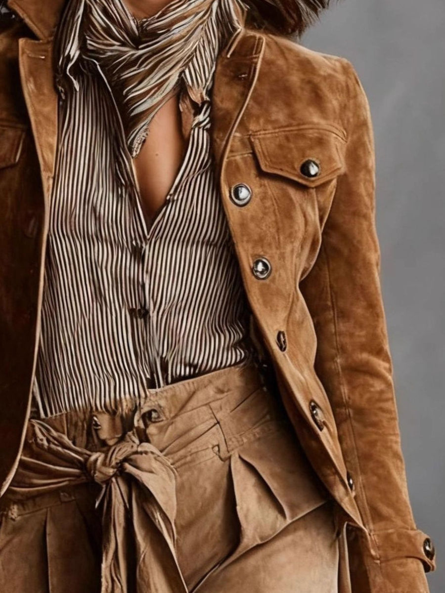 100% polyester Care instructions: Machine wash cold blazer in Caramel with regular silhouette