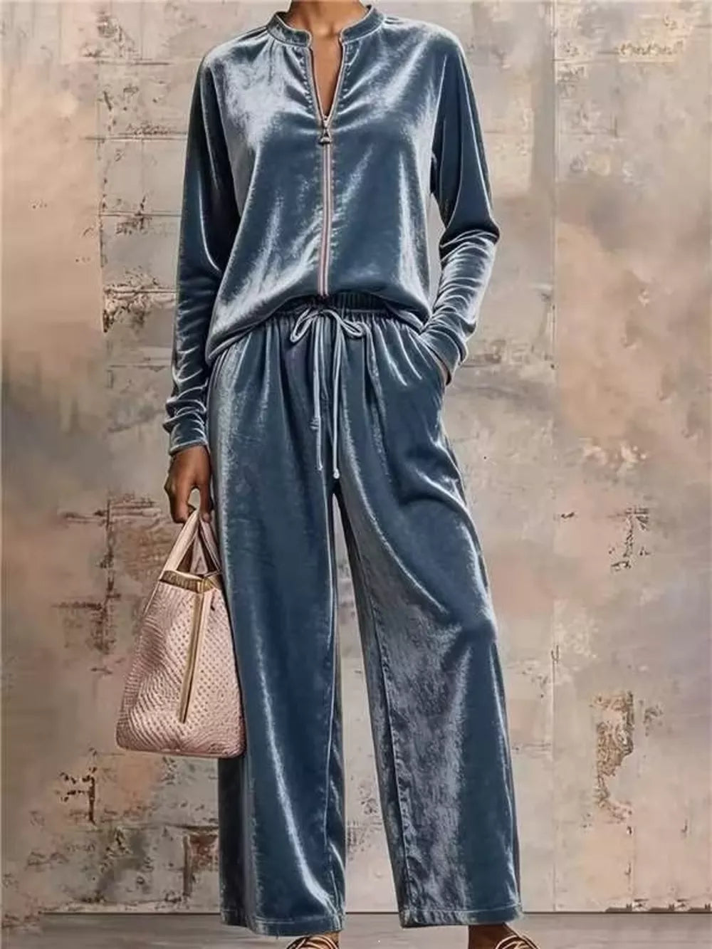athleisure pajama set in Black with mock neck