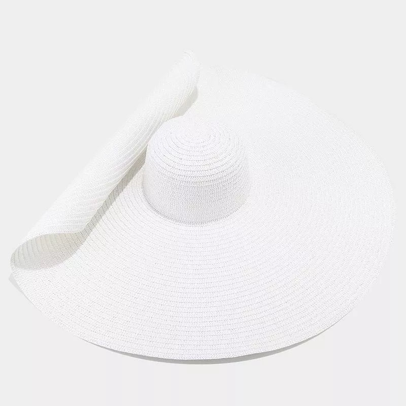 Oversized Wide Brim Straw Sun Hat in Khaki with wide brim