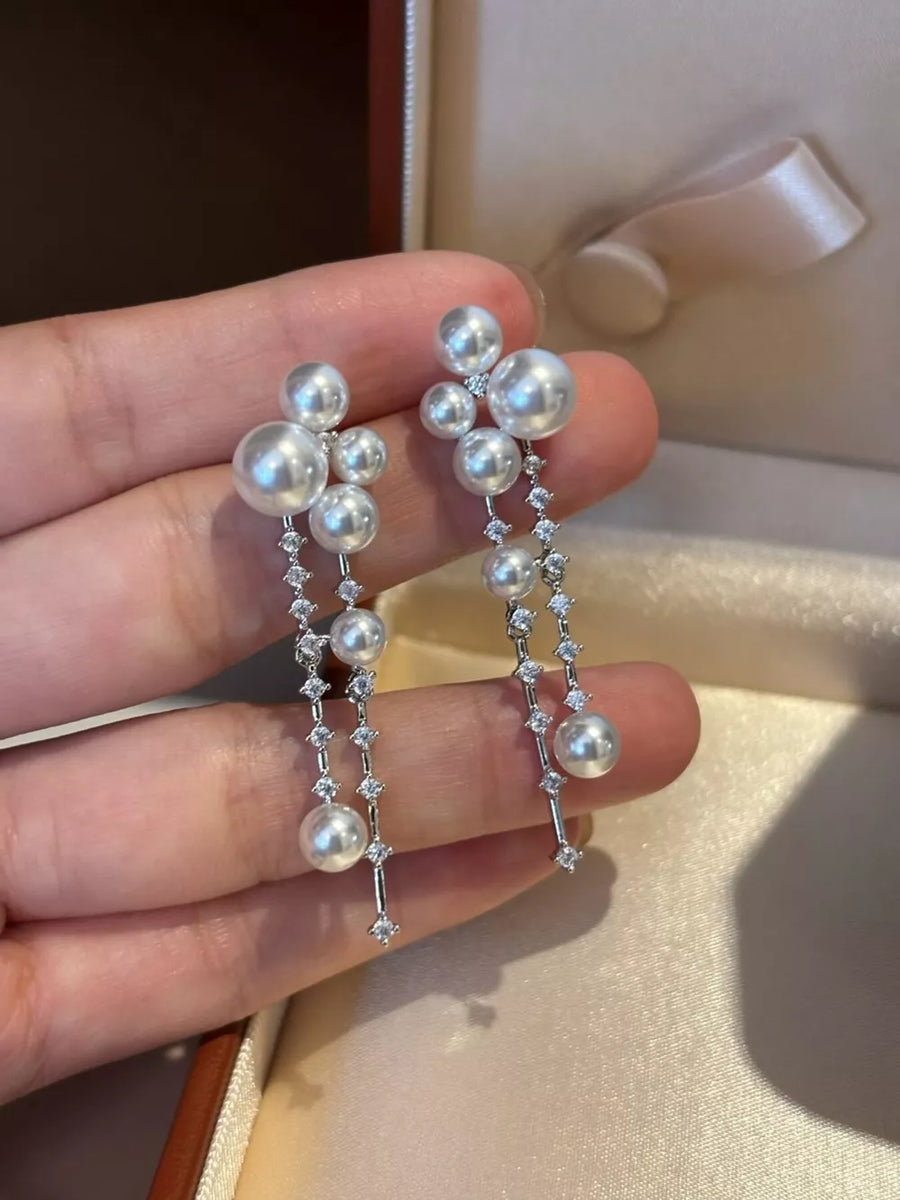 Silver earrings with 2 inches and post-back