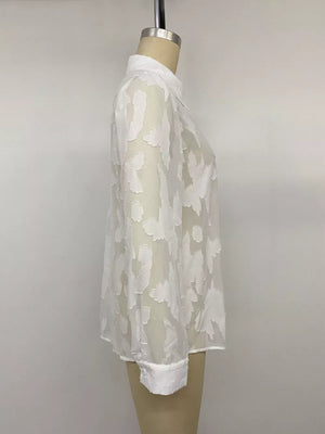 white button-down shirt