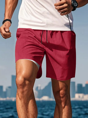 Men's Drawstring Casual Shorts in Red