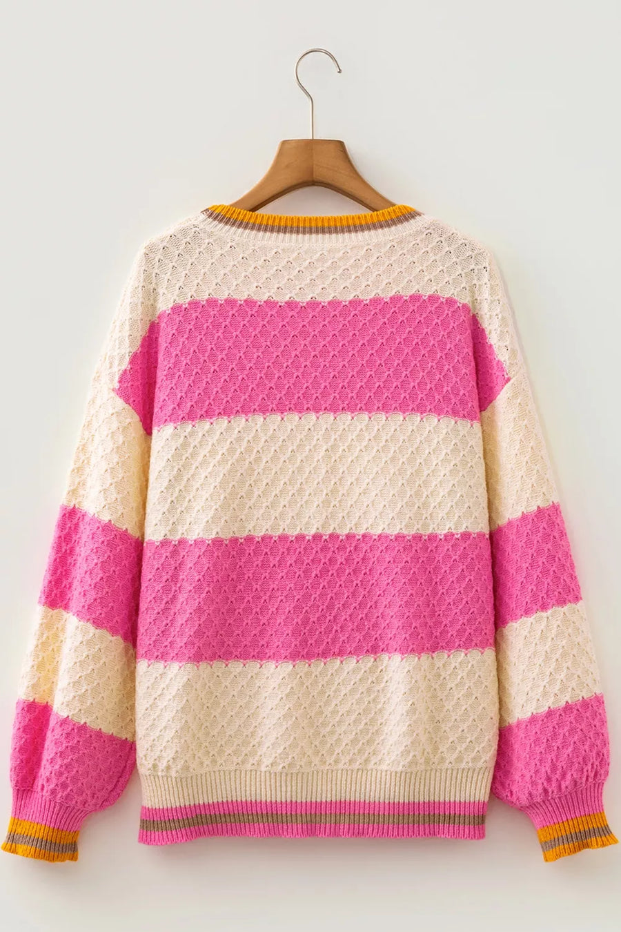Striped Colorblock Drop Shoulder Sweater option 6
