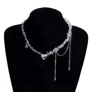 Silver-plated Minimalist Heart Necklace in clear with heart charm
