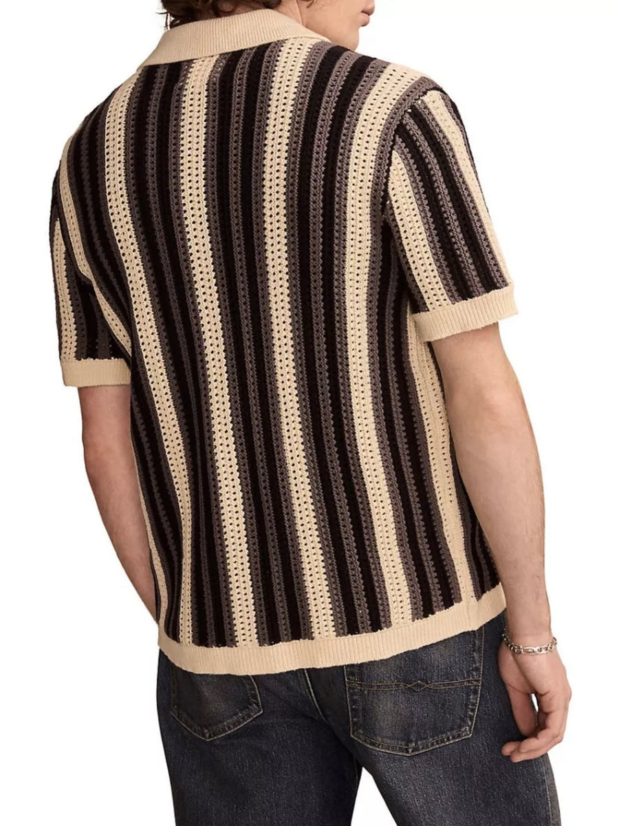 Brown cardigan with hip-length and button-front